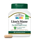 21st Century Lion's Mane 2100 mg, Plus Black Pepper Extract, kasvissyöjäkapselit, 60