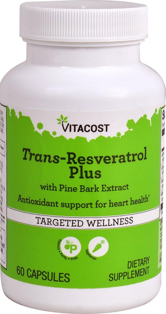 Vitacost Trans-Resveratrol Plus -- 60 kasvissyöjäkapselia