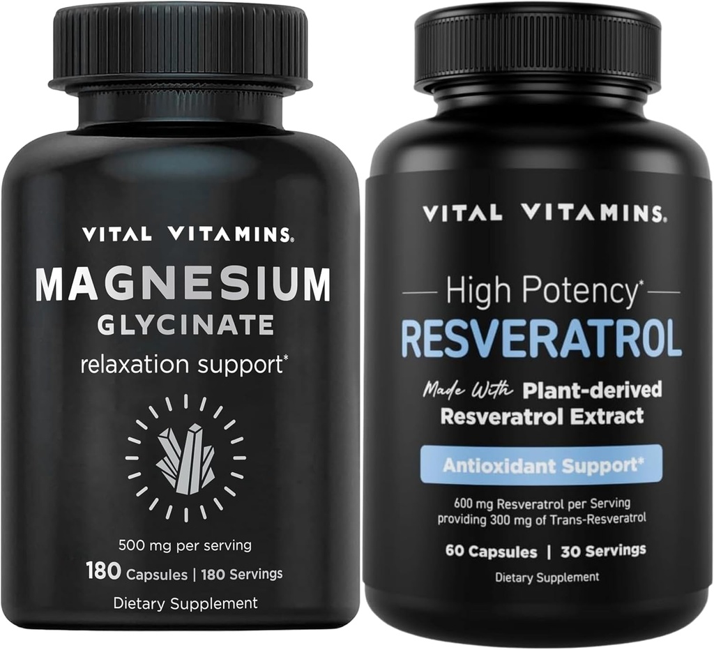 Vitamiinit Magnesiumglykonaattikapselit + Resveratrol-kapselit