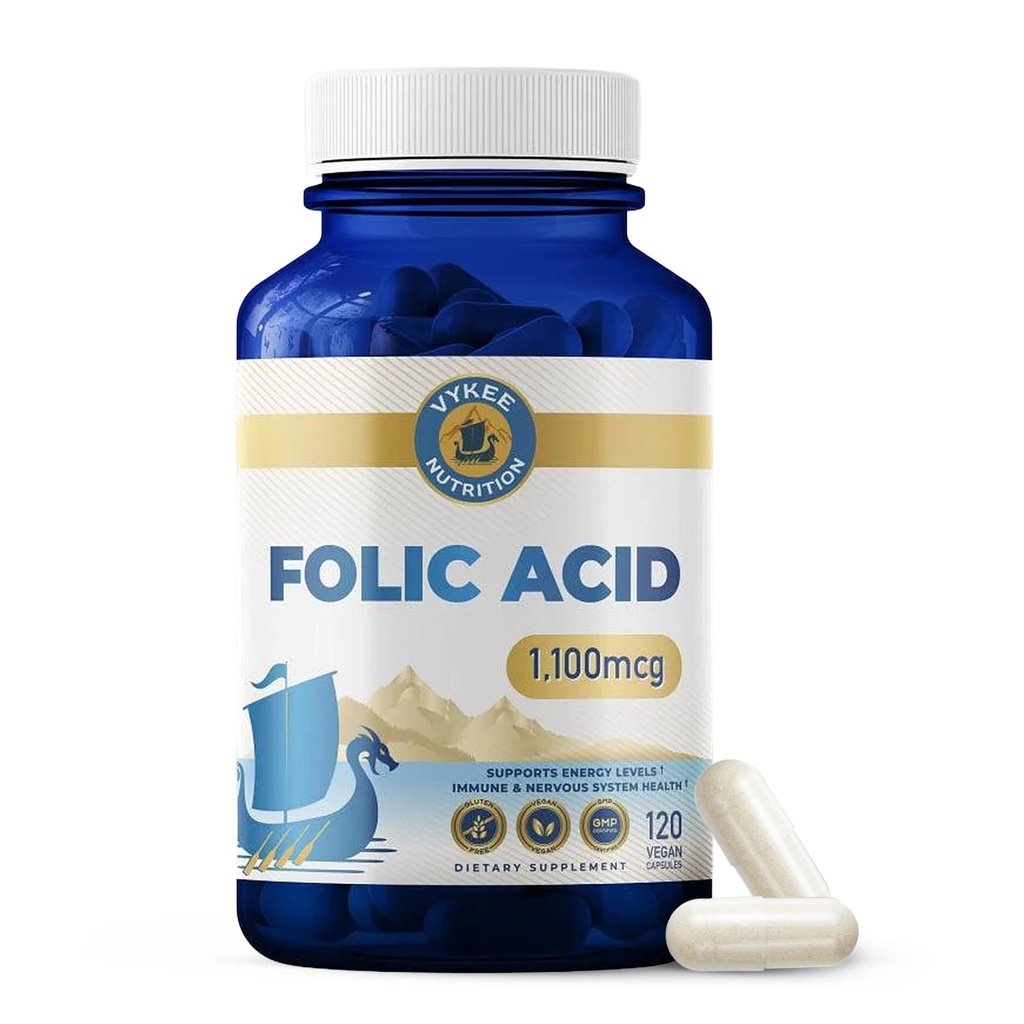 Foolihappo täydentää ... Korkeatehoinen B9 1 870 mg DFE Folaatti, 1100 mg Foolihappoa...