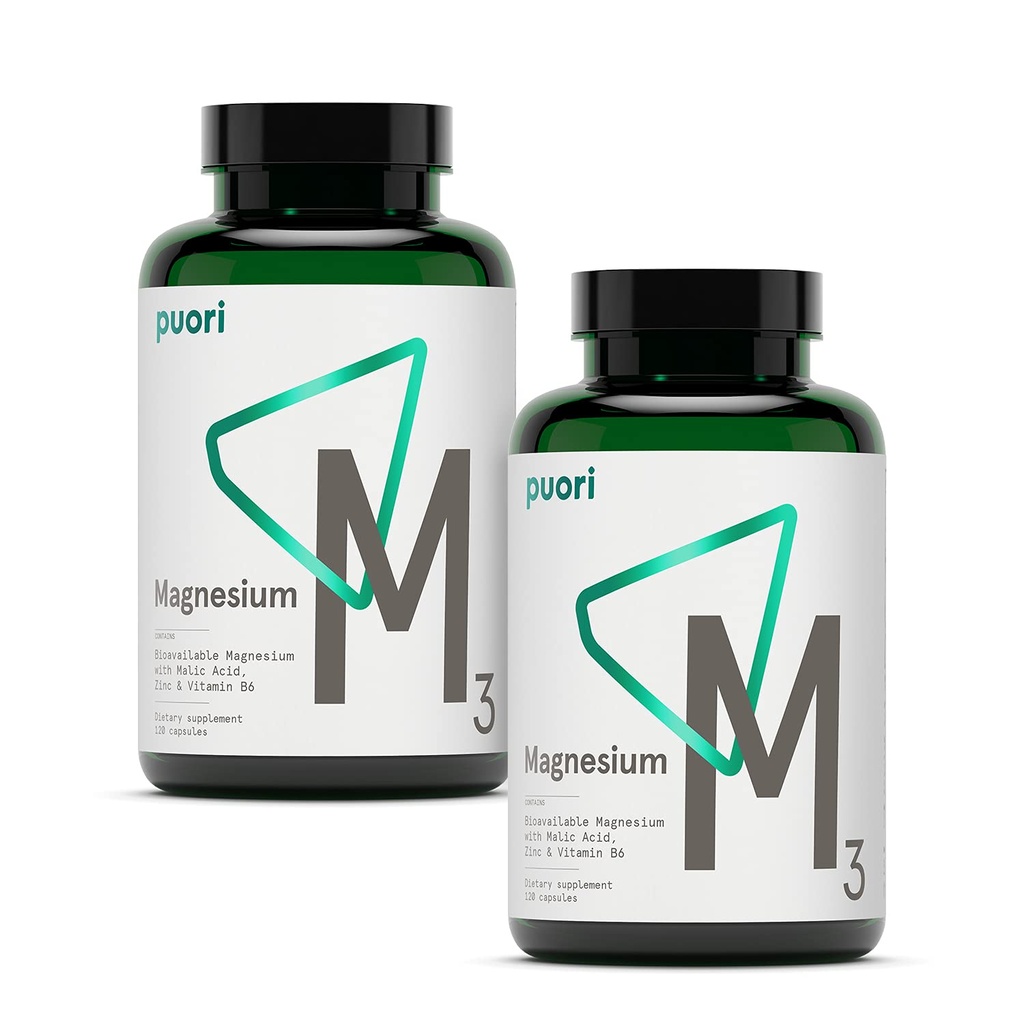 Puori Magnesium Complex Supplement - suuri imeytyminen Magnesium Taurinate & Glukonaatti, sinkki, B6-vitamiini ja Malic Acid for Sleep Support, Immuuni & Bone Health & Lihas Recovery - 240 Vegaanikapselit