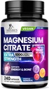 Magnesium Citrate Supplement Pills 1000mg - 3X Strength Magnesium Supplements for Bone, Muscle, Heart, Nature's Sleep Support for Men & Women, Vegan Mag Mineral, Non-GMO, Bottled i USA, 240 kapslar