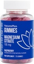 NaturesPlus Gummies Magnesium Citrate - 75 Gummies, Vadelma - auttaa rauhoittaa mielen ja kehon, tukee luun tiheys - kasvissyöjä, Gluteeniton, ei-GMO - 25 tarjoilu
