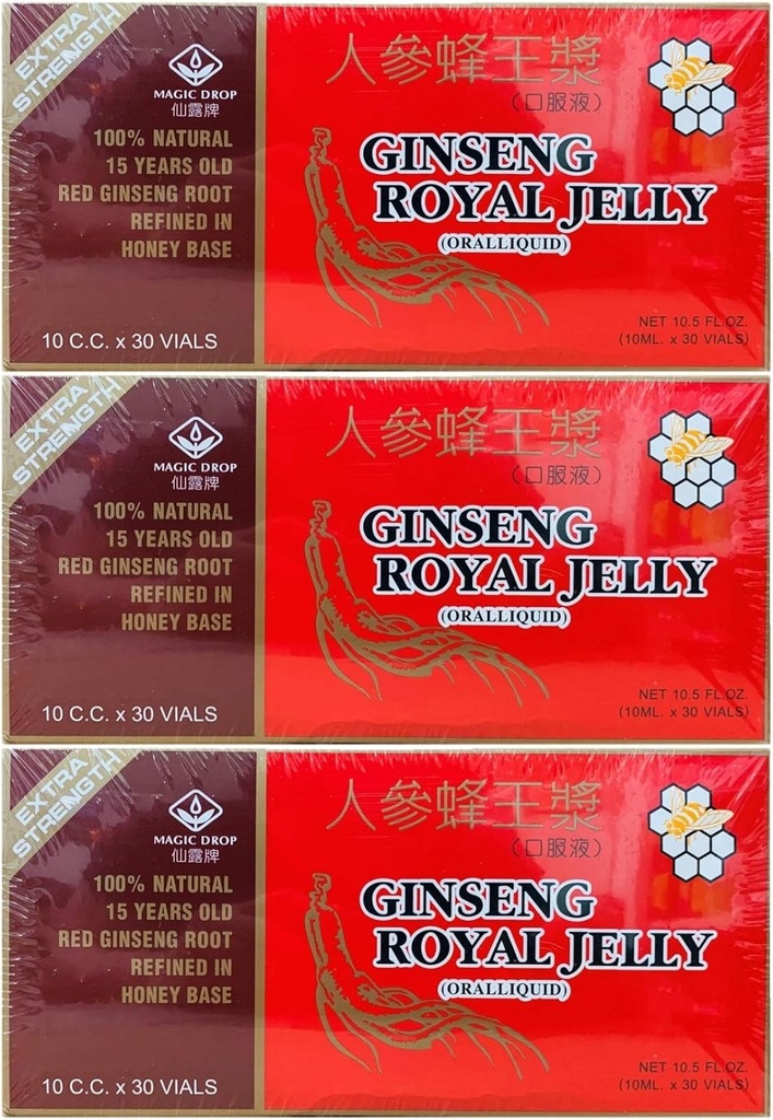3 laatikkoa Magic Drop Ginseng Royal Jelly (30 injektiopulloa), Yhteensä 90 injektiopulloa