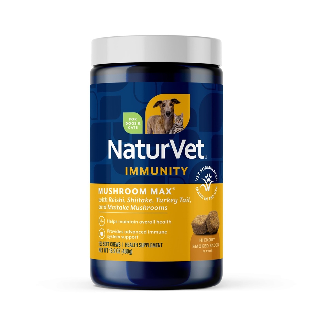 NaturVet Mushroom Max Advanced Immuuni tuki koira täydentää ... auttaa vahvistamaan immuniteettia, yleistä terveyttä koirille.