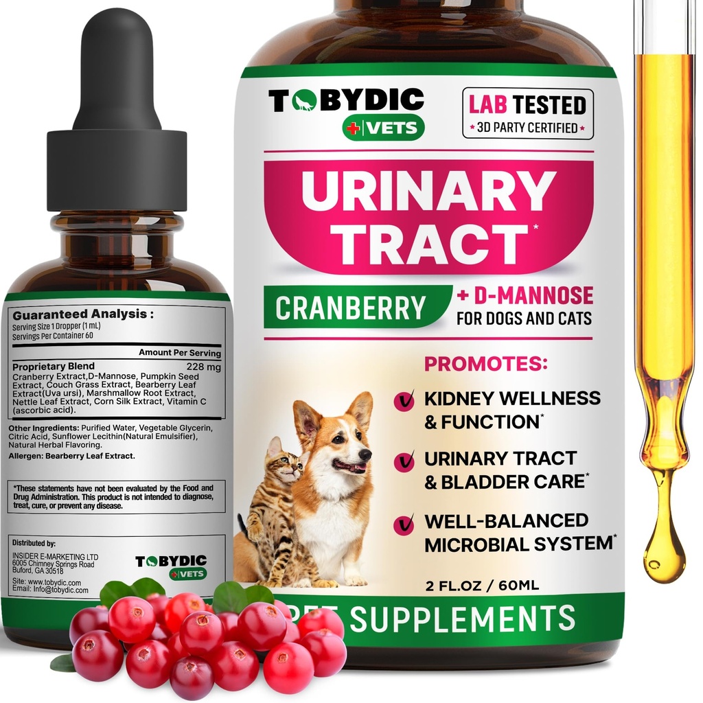Cat & Dog Natural UTI Lääketiede ja virtsatieinfektio Hoito karpalo - Munuaiset + virtsarakon tuki täydentää - Paras ehkäisy virtsan inkontinenssi & virtsarakkokivet - Lemmikkieläinten munuaisten terveys
