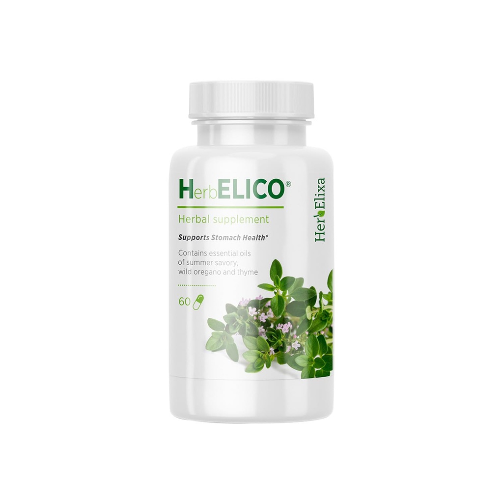 HerbelICO® - Wild Oregano, Thyme & Summer Savory Essential Oils Mediterranean Blend, 60 kapselia, Herbal Supplement osoitteet H. Pylori, Acid Reflux, Heathburn, non-GMO & Gluteenittomat