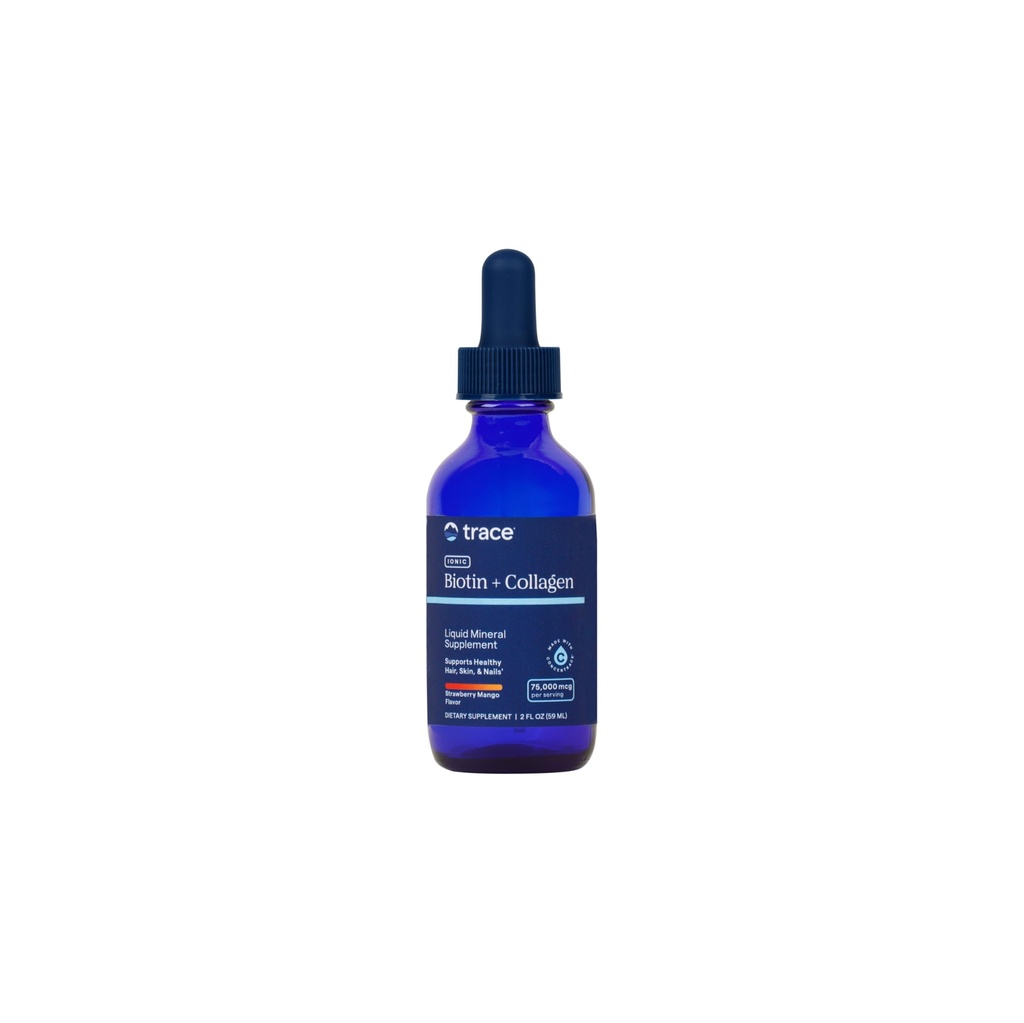 Trace Minerals Ionic Biotin + Collagen - ihon täydentää terveille hiuksille ja vahvat kynnet - nestemäinen Biotin & Collagen - tukee Mineraalitasapaino - mansikka mango maku - 2 fl oz (29 tarjoilua)
