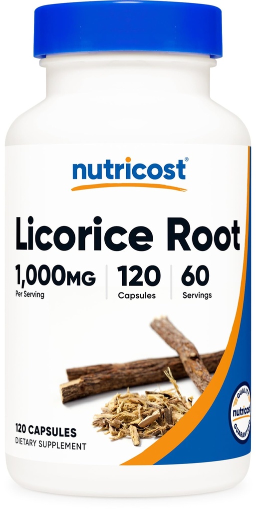 Nutricost Lakritsi juuri 500 mg, 120 kapselia - ei-GMO, Gluteeniton