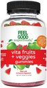 FeelGood Superfoods Vita Fruits och Veggies Supplements, Multivitamin Fruit och Vegetable Gummies, 25 Frukt och grönsaker, Watermelon och Apple Flavors, Vegan, Non-GMO, 60 Count