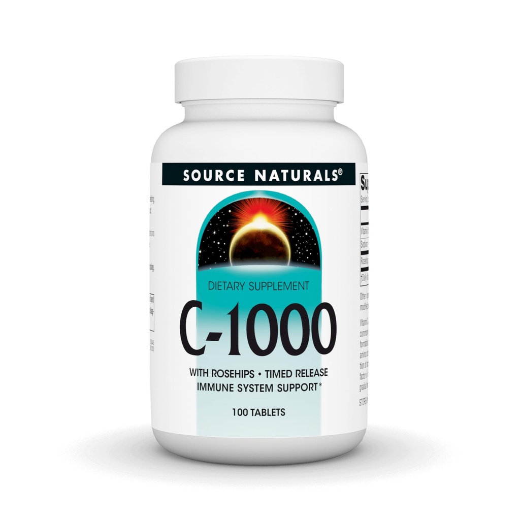 Lähde Naturals C-1000, Rose HIPS 1000 mg immuunijärjestelmän tuki - 100 Time Release Tablets