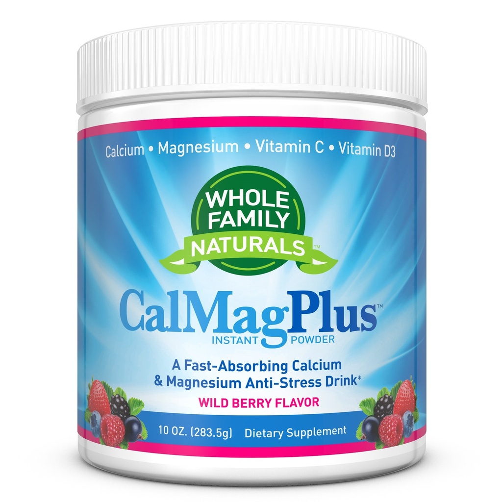 Kalsium Magnesiumjauhe täydennysosa - CalMag Plus C-vitamiinin ja D3 - Gluteeniton, ei GMO, Wild Berry maku - Luonnollinen rauhallinen ja stressiä lievittävä Cal Mag Drink - Luonnollinen rauhallinen kalsium & magnesium jauhe