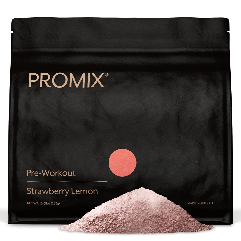 Promix Pre-Workout Powder, Strawberry Lemon - Boosts Focus, Energy & Endurance - Med koffein, B12, Beta-Alanine & L-Tyrosin - Gluten & Dairy-Free, 10,05 oz