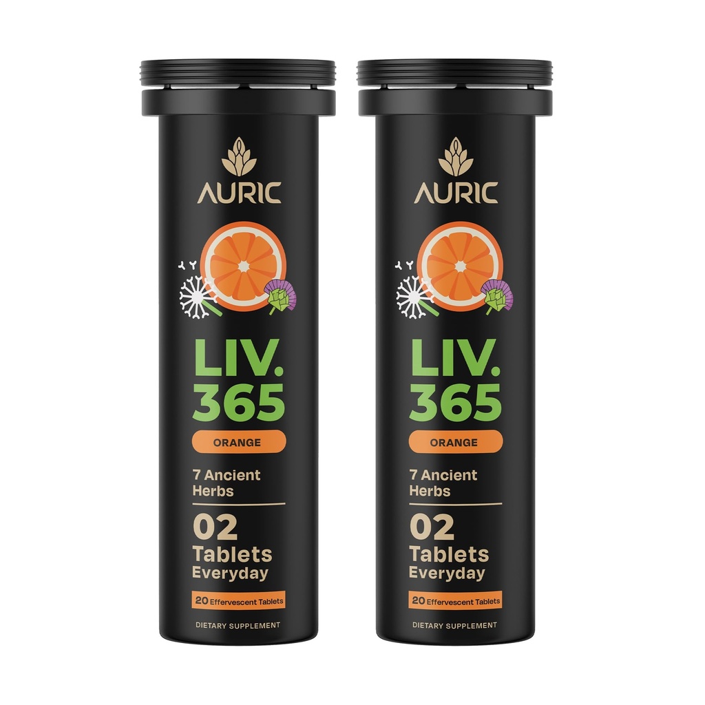Auric Herbal Liver Support Supplement | Milk Thistle (Silymarin), gurkmeja, vitlök, ingefära för leverhälsa | Avancerad Detox och rengöring Formel för aktiv lever | 40 tabletter | Plant Based Gluten-Free