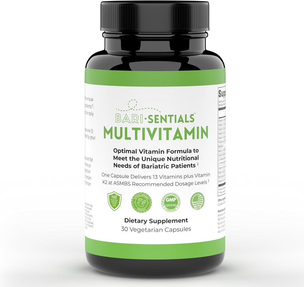 R-Kane Baristentials Bariatriset monivitamiinit täydennysosa- post Bariatrinen tuki maha- ohitusleikkaukselle, hihanpoisto, DS- Essential Daily Nutrition - 30 kasvissyöjä kapselit