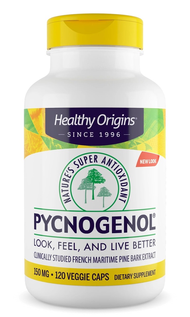 Terve Origins Pycnogenol 150 mg, Ranskan Maritime Pine Bark Extract, Natures Super Antioxidantti, Antioksidantti, Ei-GMO, Vegan, 120 kasviskapselit