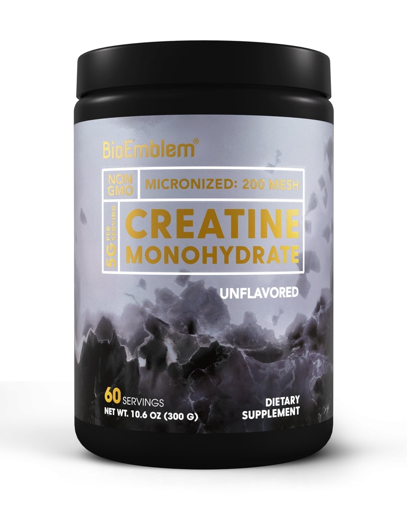 BioEmblem Creatiini Monohydraatti Powder ... Mikronoitu, aromiton, 5000 mg per Serving(5g) ... tukee lihasvoimaa, harjoituksen Recovery & Performance Creatiini täydentää...