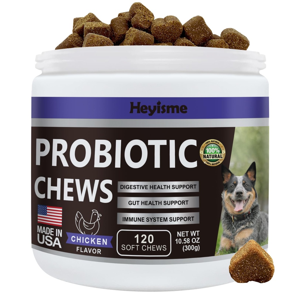 Probiootit koirille, parantaa hiivatasapainoa, kutiava ihon kutiava korvat, Gut Health, Allergies, Immuniteetti, koiran probiootit ja digestiivinen entsyymit prebiootit - vähentää ripulia (Chicken, 120 Chews)