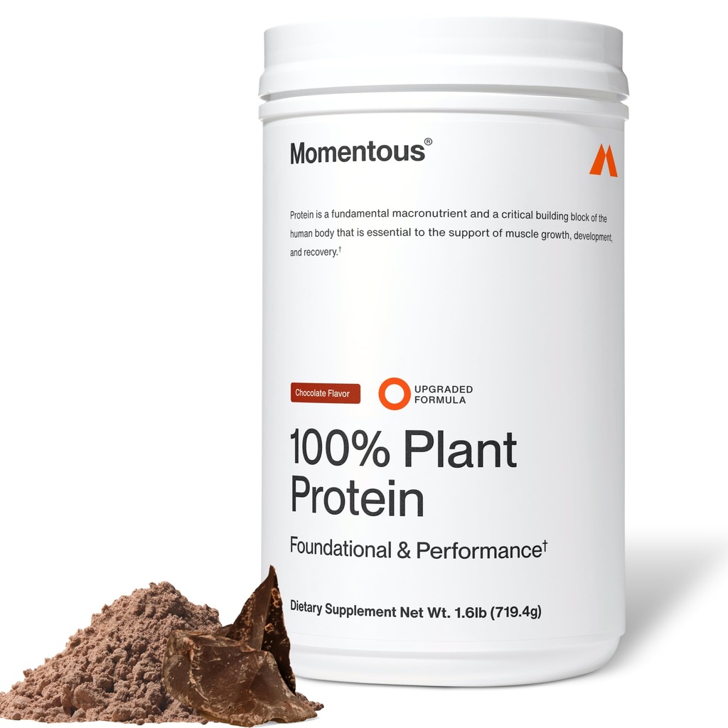 Momentös Vegan Proteinpulver - 20 g Plant-Based Protein - NSF Certified for Sport - Glutenfri - Icke-GMO - 22 portioner för Essential Everyday Use - Chocolate