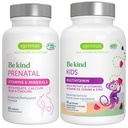 Suuri imeytyminen Metaboloitu prenataali + Advanced Kids Multivitamiini Gummy Vegan Bundle, puhdas etiketti A-, B-, C-, D3 & E-, 60 tablettia + 90 Berry Flavor Gummies, Be Kind by Igennus