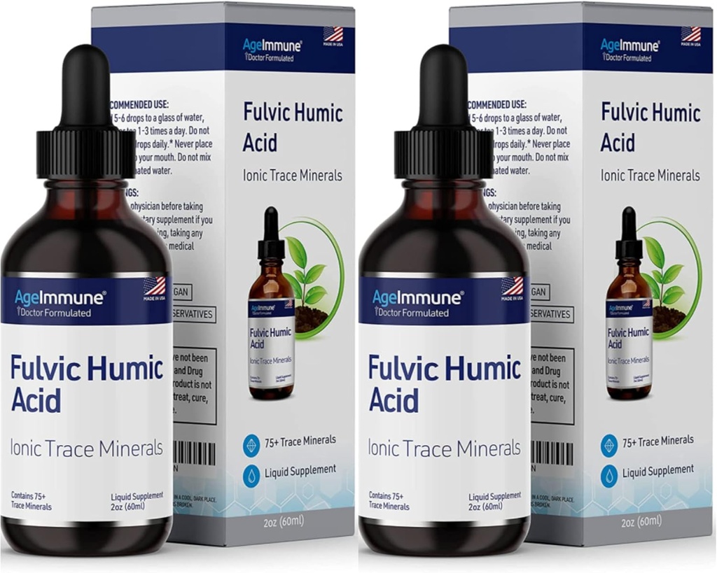 Fulvic Hupparihapponeste. Plant Derived Mineral Drops, yli 75 Trace Minerals for Energy Boost. Jopa 8 kuukautta Supply. Concentration 250%. 2oz Each. 2 pullot.