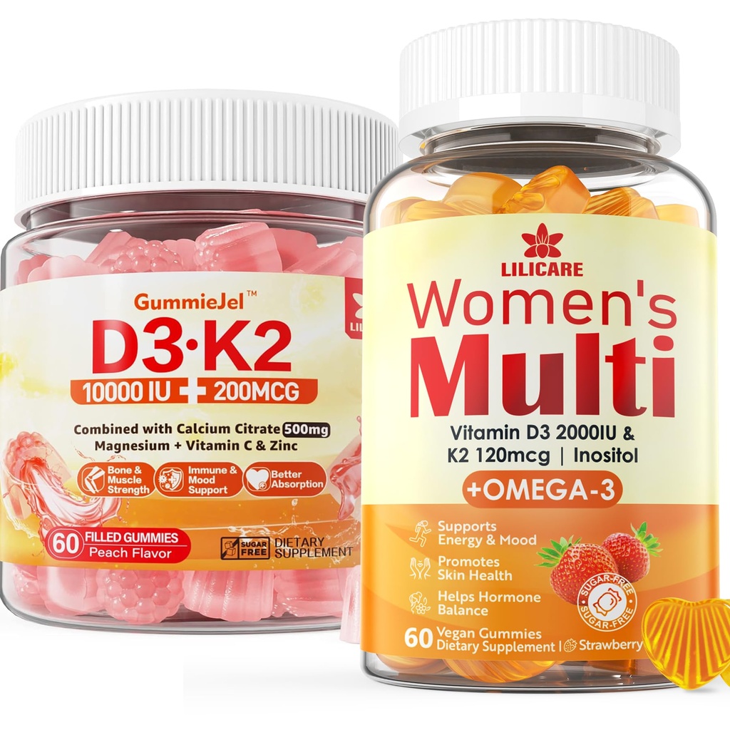 Sokeriton D3-vitamiini K2 täytetyt naamiot + monivitamiini naisten naamiot