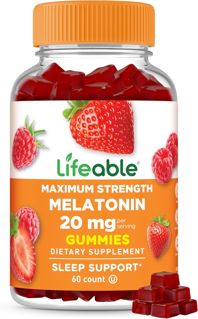 Elävä Melatoniini 20 mg Gummies ... Great Maukasta unilääkettä aikuisille...............