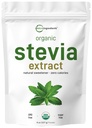 Pure Organic Stevia Powder, 8 Ounces, 1418 Servering, High Grade Stevia Green Leaf Extract Reb-A, Reduced Bitter Aftertaste, 0 Calorie, Natural Sweetener, Sugar Alternative, Keto Friendly
