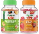 Elinkelpoinen Turmeric Curcumin Kids + Sinkki 25mg Lapset, Gummies Bundle - Suuri maistaminen, vitamiini täydentää, Gluteeniton, GMO-vapaa, purukumi
