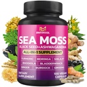 BMVINVOL Sea Moss Black Seed Shilajit Ashwagandha + Rakkokrack, Inkivääri, Moringa, Turmeric, Burdock, Ginseng, Rhodiola Rosea - 100 kapselia