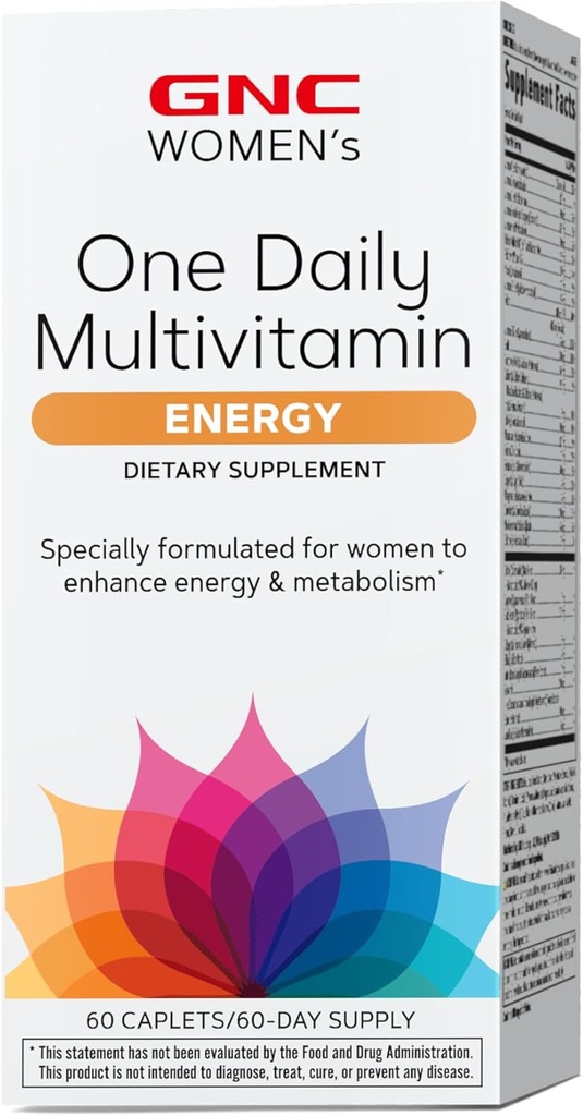 GNC naisten One Daily Energy Multivitamiini, tukee immuuni terveyttä ja energian tuotantoa, 60