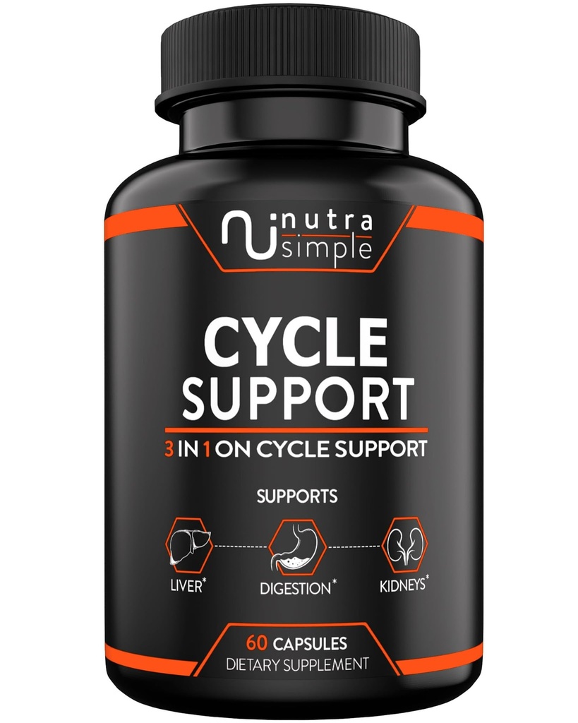 Cycle Support Supplement for Men & Women - Natural Liver Cleanse Detox & Repair - Gut Health & Munuaisten Tuki maito Thistle, Beet Root, Voikukka, Koliini, Artisokkauute - 60 kapselia