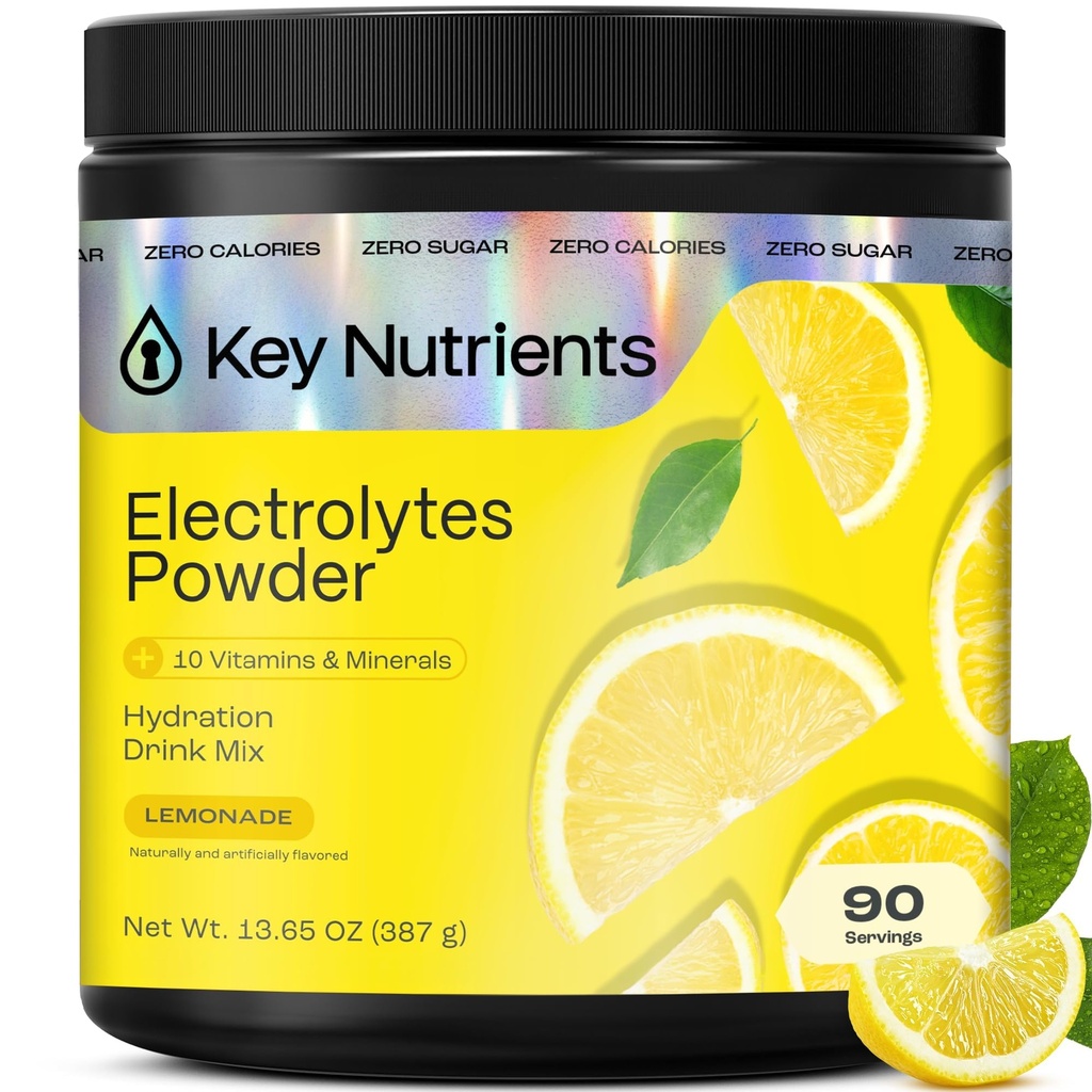 Avainaineet Multivitamiini Elektrolyyttejä Powder No Sugar - Virkistävä sitruunahappo Elektrolyyttijauhe - Natrium- ja energialisä - Hydraation jauhe - Ei kaloreita - 90 Tarjoukset - Valmistettu USA