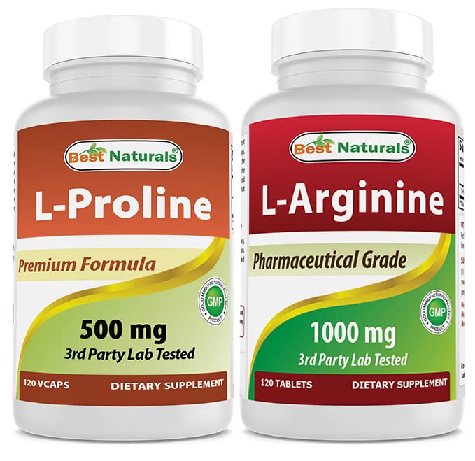 Bästa naturliga L-proline 500 mg och L-arginin 1000 mg