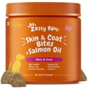 Zesty Paws laxolja för hundar hud och rock, Omega 3 Fish Oil Chews, Dog Allergy Relief Chews, Itch Relief Supplement, 90 greve, lax smak