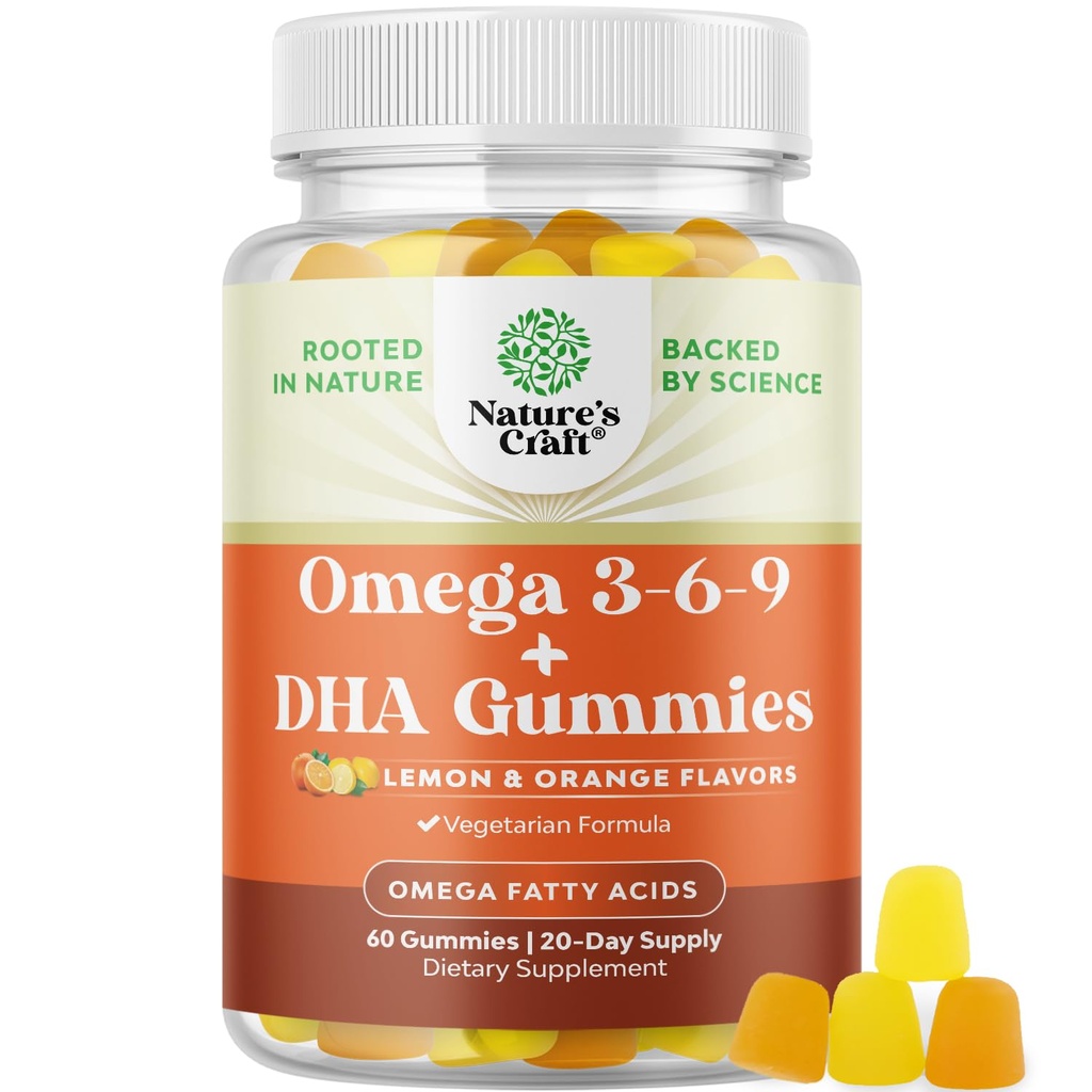 Kasvissyöjä Omega 3 Gummies for Aikuinen - Kasvissyöjä Omega 3 6 9 DHA Gummies for Brain Bone and Heart Health and Joint Support - Burpless Halal Fish Free Plant Based Supplement Miehet Naiset