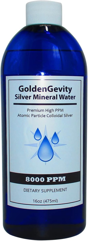 8000 PPM Bioaktiv Atomic Colloidal Silver, 16 oz | Non-Toxic, Non-GMO Trace Mineral Immune Support Supplement