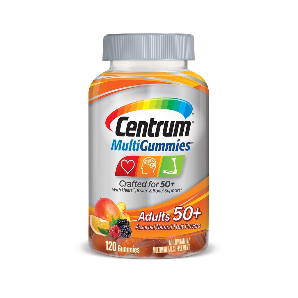 Centrum Multivitamiini Gummy aikuisille 50 Plus, Assorted Maku, Hedelmät, 120