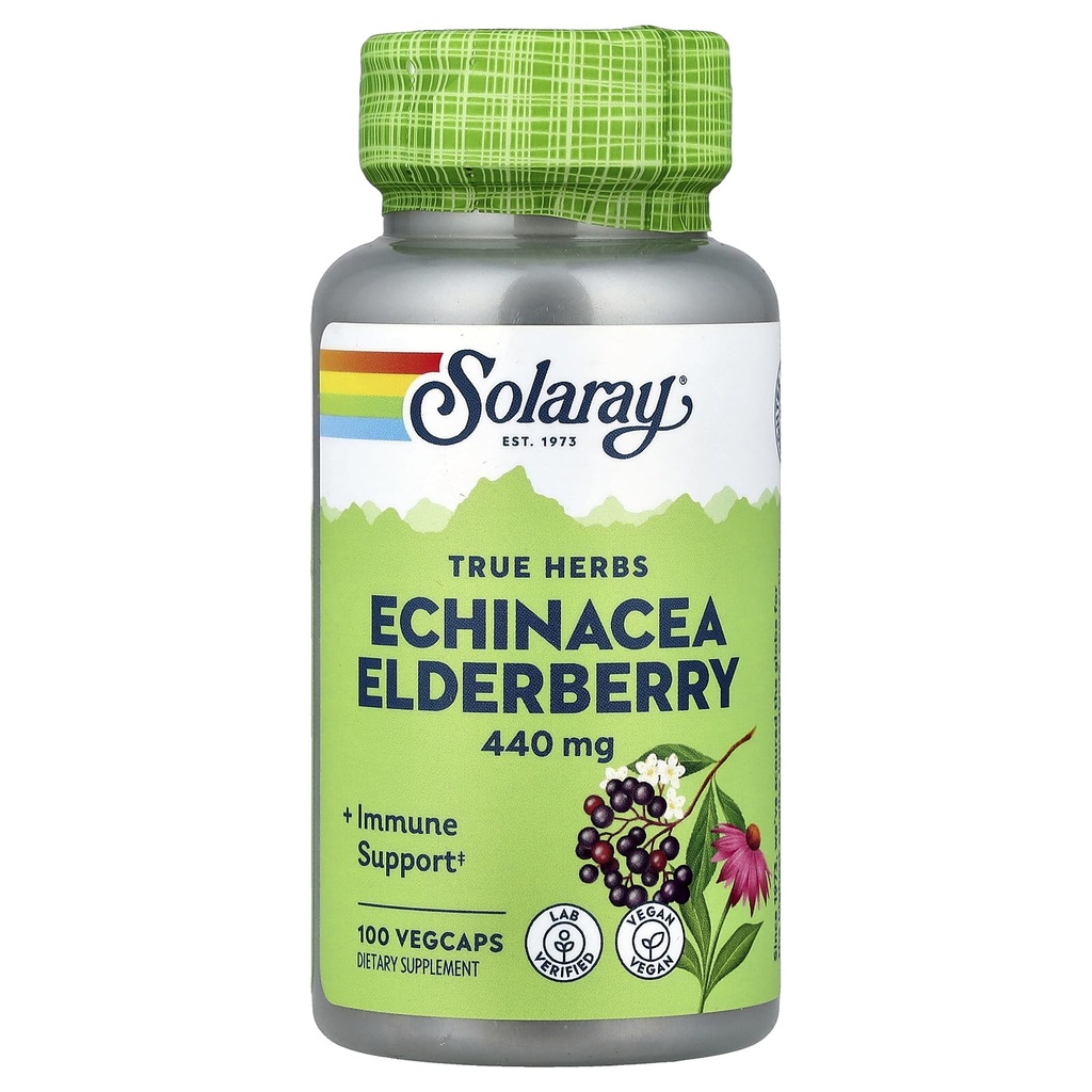 SOLARAY Echinacea- ja Elderberry-kapselit, 440 mg 100