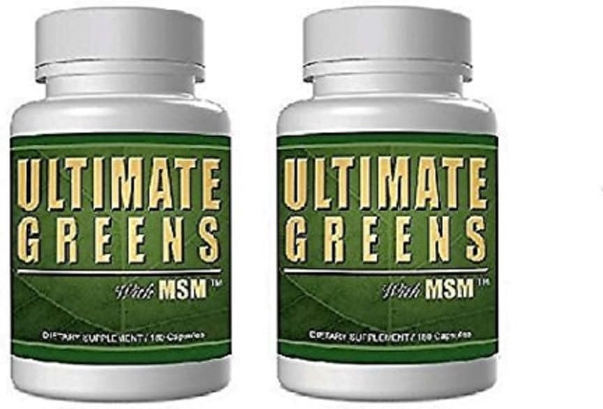 Daily Health, Ultimate Greens MSM 360 kapselia, 1925mg Vegan Friendly koko ruoka Superfood Superfood Supplement Non GMO Gluteenittomat Alkalizing ravintoaineet 2 kuukautta