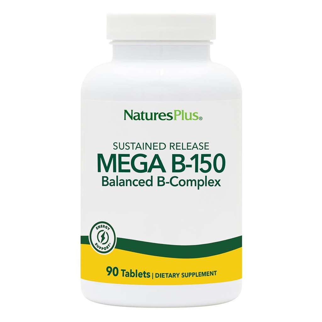 Natures Plus Mega B-150 Complex - 90 Pitkäkestoinen vapauttaa kasvissyöjä Tabletit - Maksimi teho B Complex Vitamiini Supplement -Gluteeniton - 90 tarjoilua