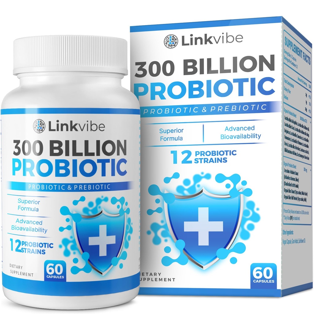 Probiootti 300 miljardia PMY - 12 kantaa orgaanisia prebiootteja digestiivinen & Gut, immuuni, paisuttava terveys - Probiootit naisille ja miehille - Daily Dairy Free, Skill Stable - 60