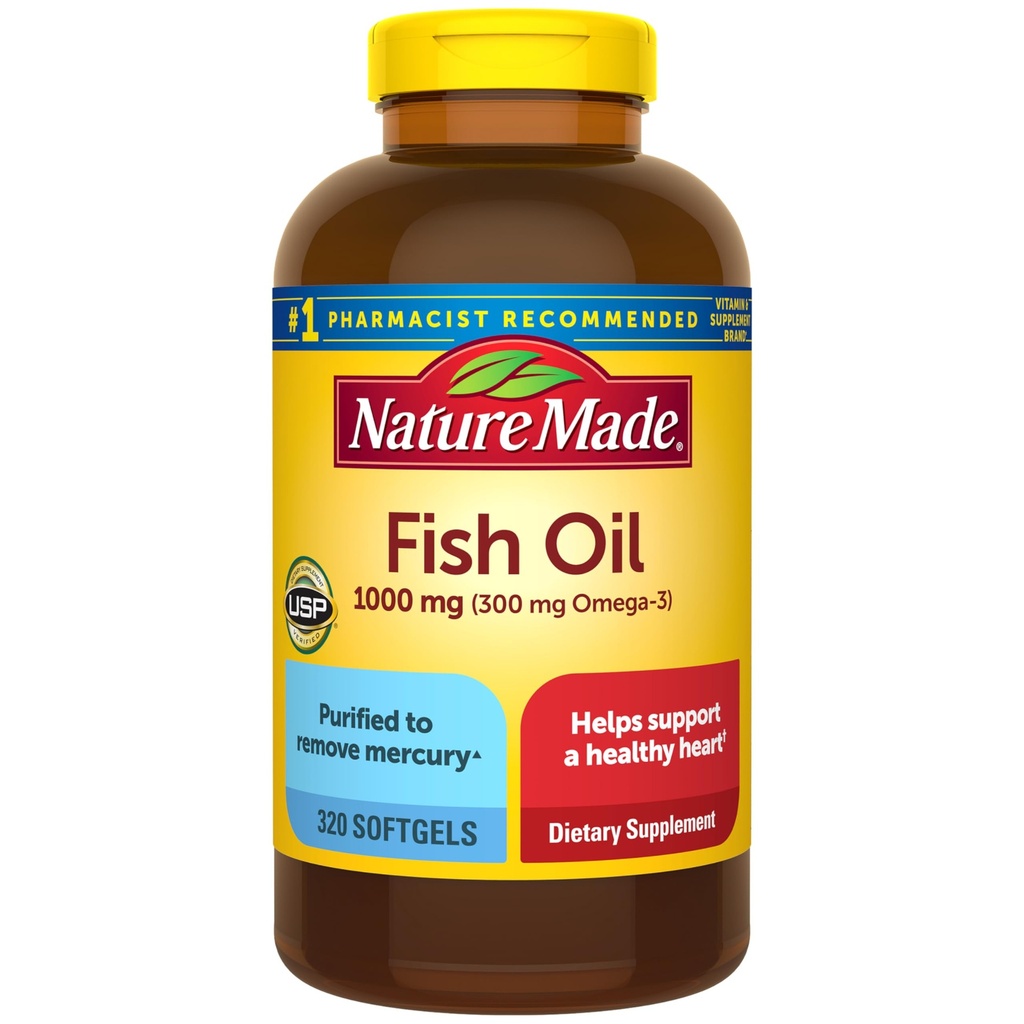Luonto Made Fish Oil Omega 3 Lisäravinteet, 1000 mg Softgels, Omega 3 Fish Oil for Healthy Heart Support, 320 Softgels, 160 päivän tarjonta