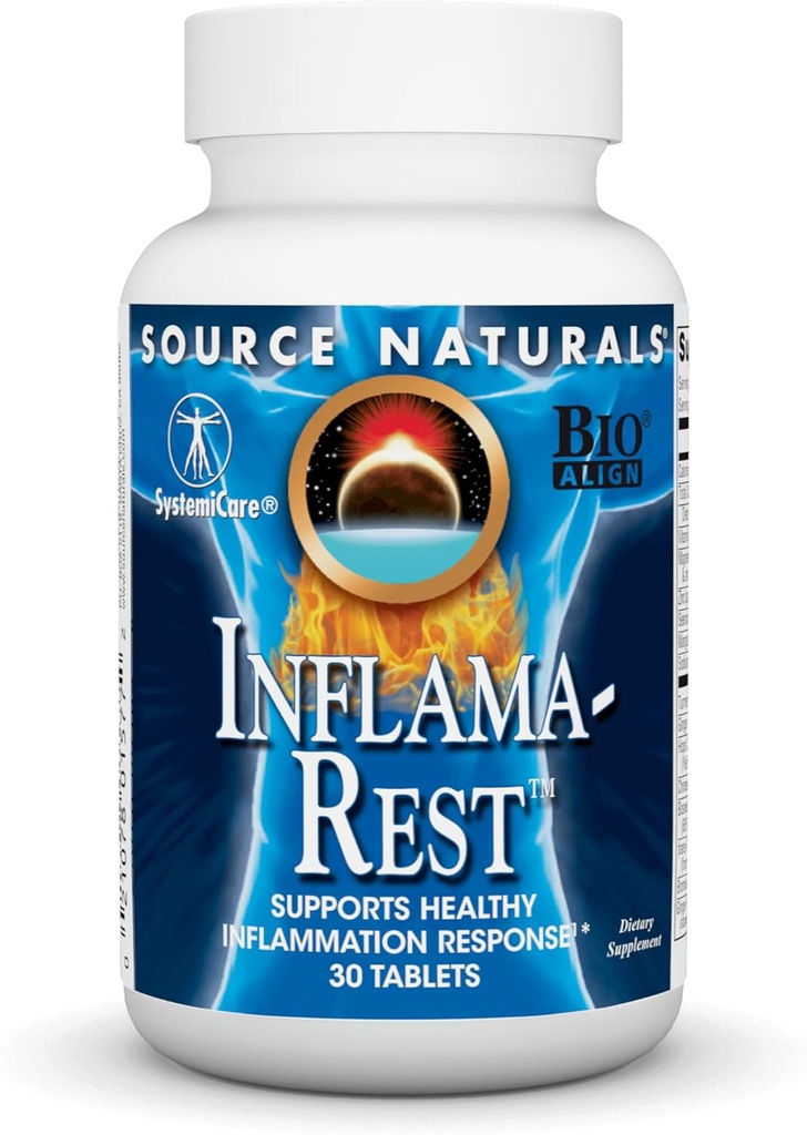 Source Naturals Inflama-Rest - Herbal & Mineral Blend Turmeric, Boswellia, Inkivääri, Quercetin - Maksimi Stressi helpotus ja rentoutuminen - 30 tablettia