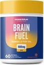Oceanblue Essentials Brain Fuel - 60ct - Burpless Fish Oil - High Potency Omega 3 DHA Supplement för hjärn- och ögonstöd -1000 mg - Tasty Orange smak - 1 månads leverans