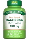 Nature's Truth Magnesium . 400 mg... 72 Softgels... Arvon koko... Extra Strength... Magnesiumoksidista...