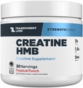 Läpinäkyvä Labs Creatiini HMB - Creatiini Monohydraatti Powder HMB lihasten kasvua, lisääntynyt vahvuus, parannettu energian tuotanto ja parannettu urheilullinen suorituskyky - 30 tarjoiluja, Trooppinen Punch