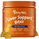 Zesty Paws Liver Support Supplement for Dogs - Maito Thistle Extract, Turmeric Curcumin, Choline - Soft Chew Formula - koiran maksan toiminta