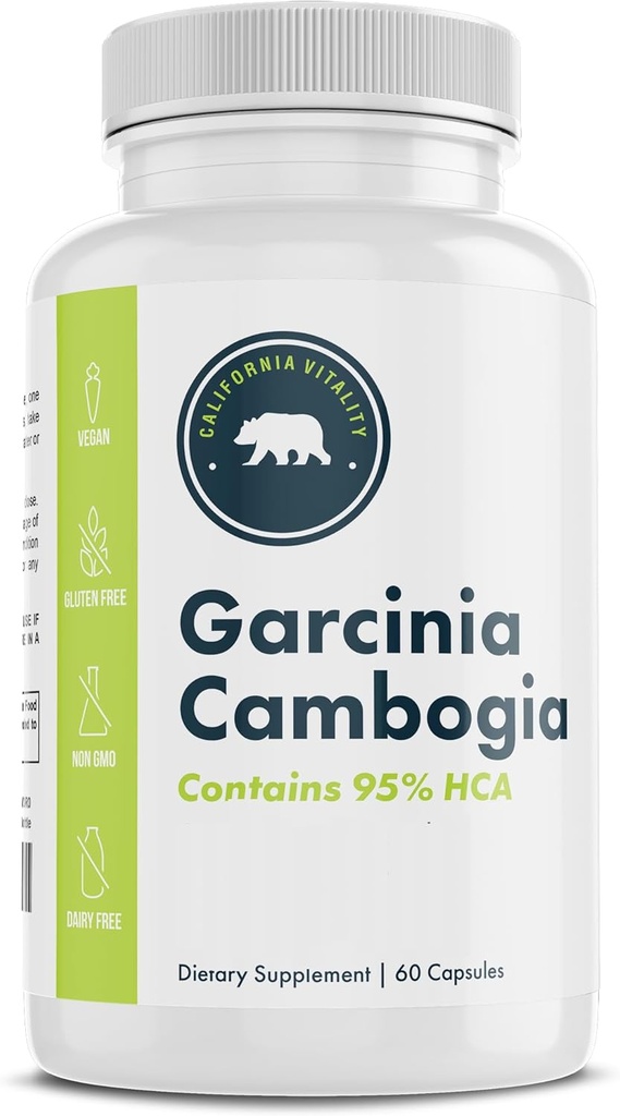 Garcinia Cambogia, 95% HCA 60 kapselia, jossa kromia - Valmistettu USA:ssa, Vegaanissa, ei-muuntogeenisiä organismeja, gluteeniton ja maitotuotteeton