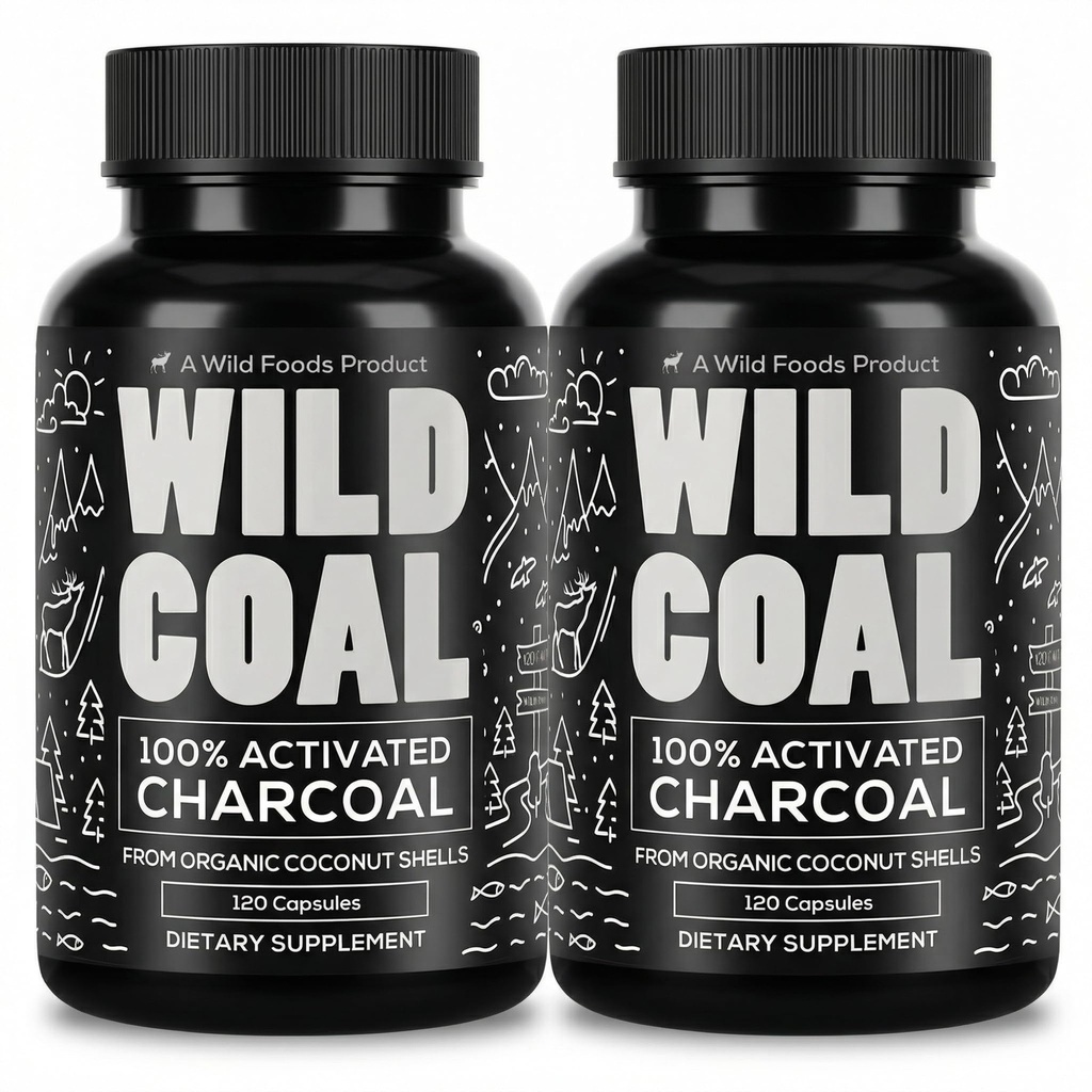 Wild Foods Aktivoidut charcoal kapselit ... 100% Organic Coconut Shells Active Tablets for Bloating Relief ...